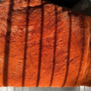 Serina Plush Orange Long Hair Faux Fur Throw Blanket